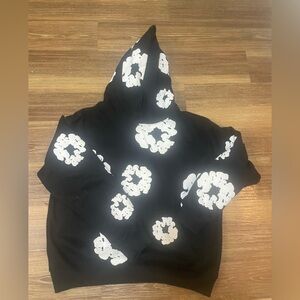 Black denim tear hoodie